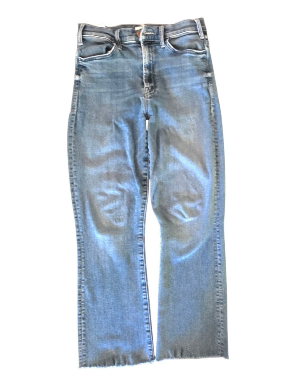 MOTHER The Hustler Ankle Fray GroovinWomen’s High-Rise Straight Leg Jeans - Blue